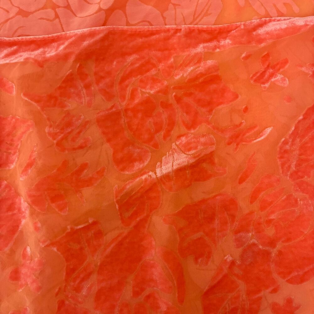 Coral-Orange Burned Out Velvet Kimono with Fringe - OS to 2X - Boho - Picture 6 of 6